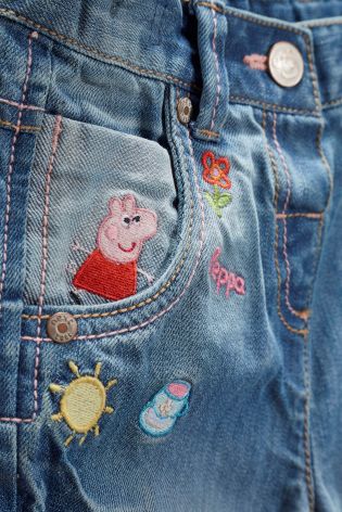 Denim Mid Blue Peppa Pig Embroidered Jeans (3mths-6yrs)